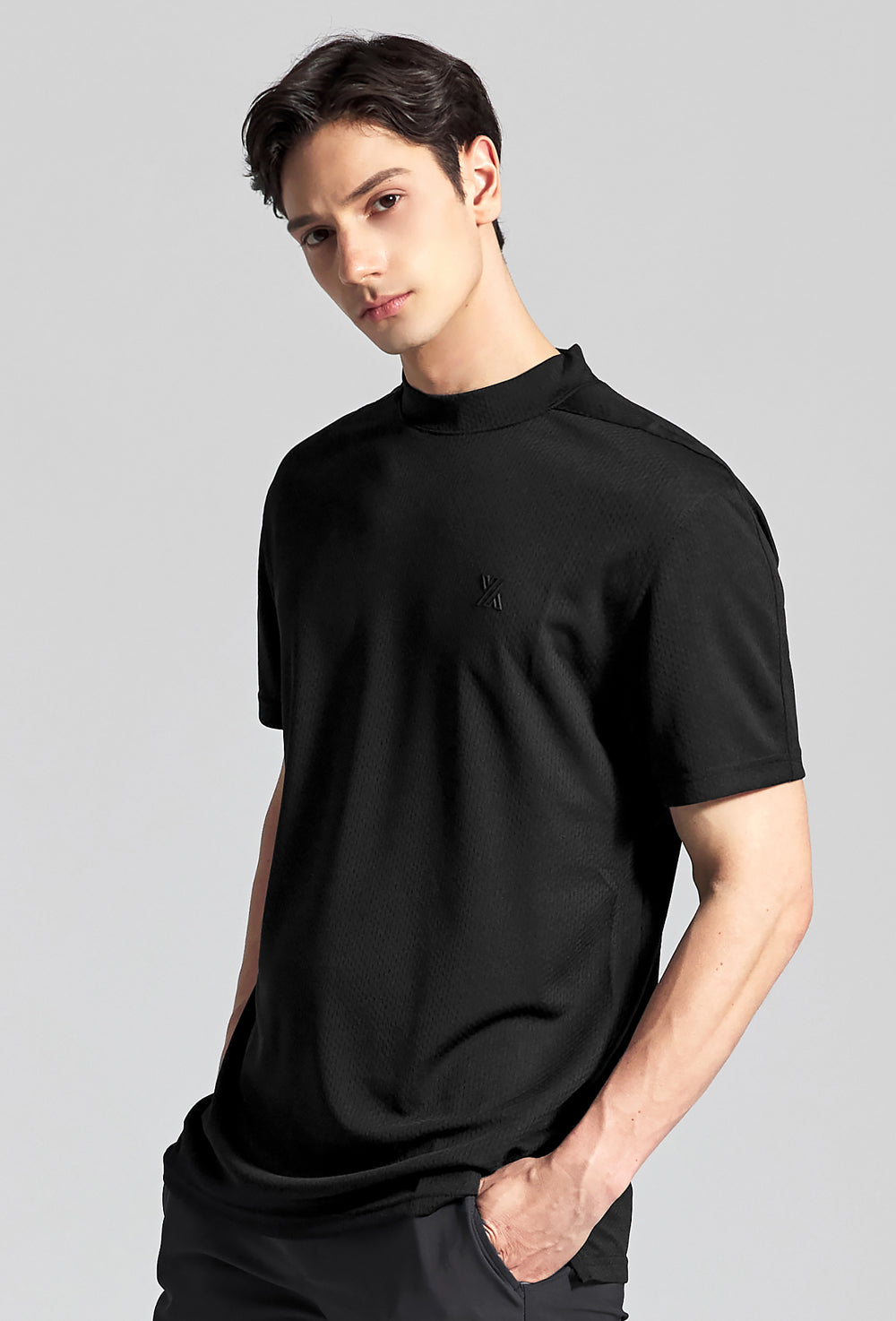 Mock Neck Technical Short Sleeve - Black