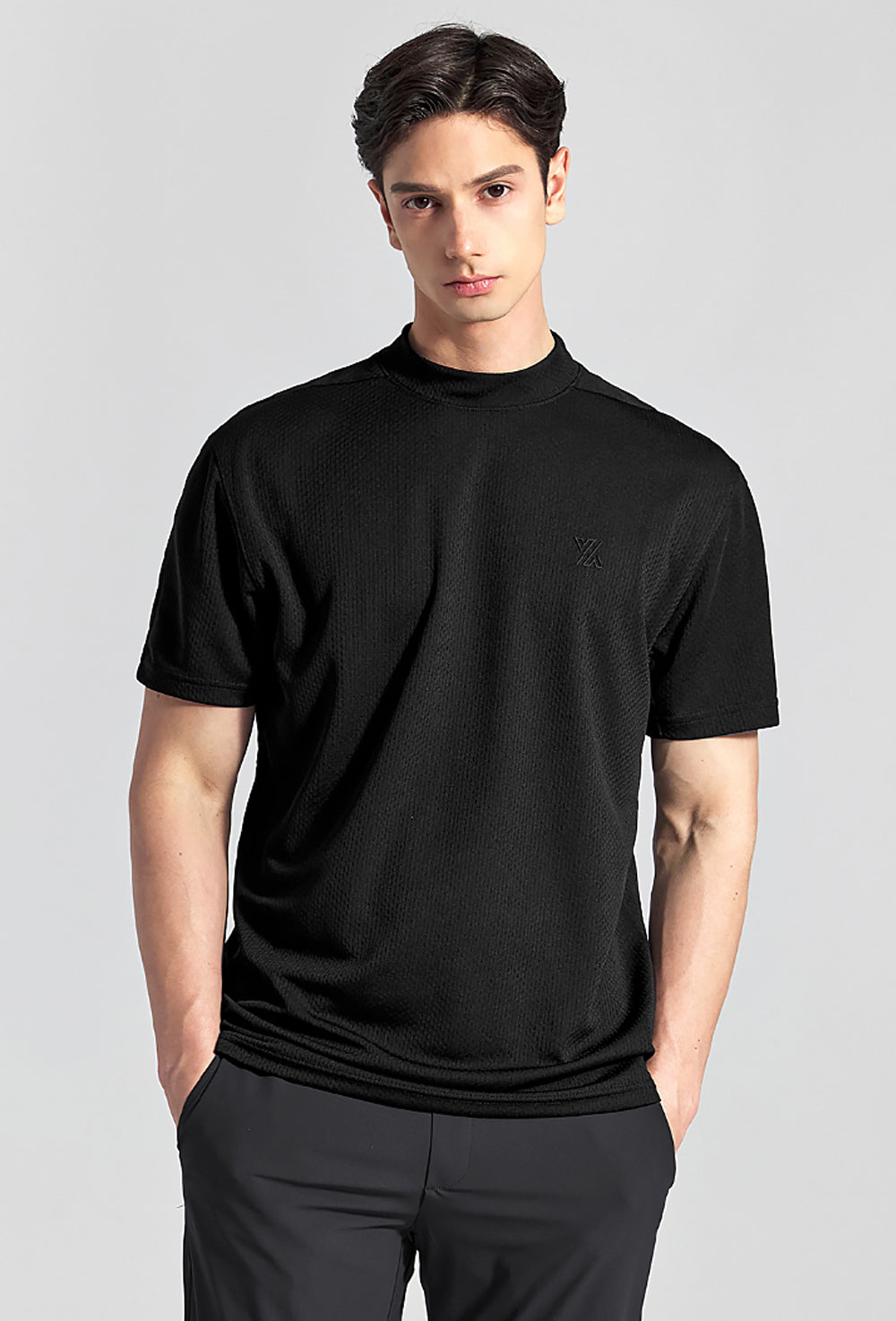 Mock Neck Technical Short Sleeve - Black