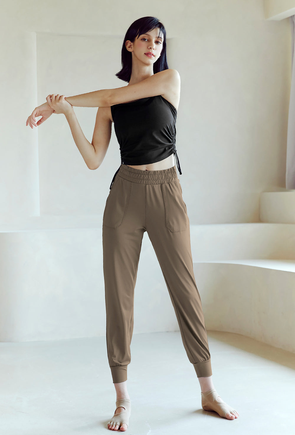 Side Shirring Sleeveless - Black
