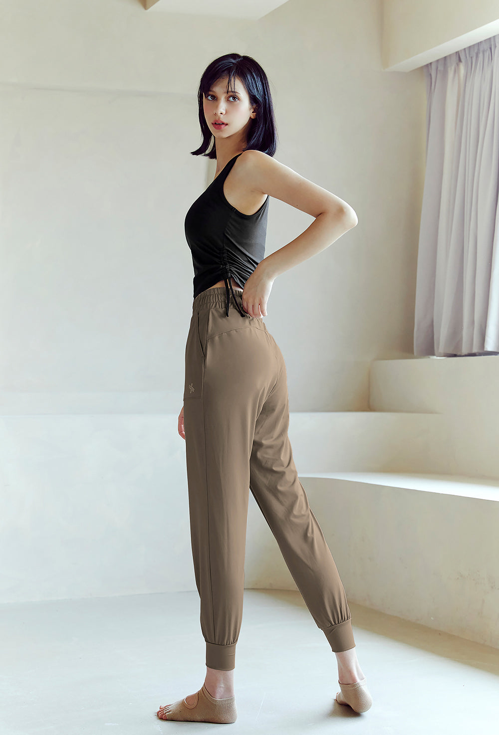 Side Shirring Sleeveless - Black