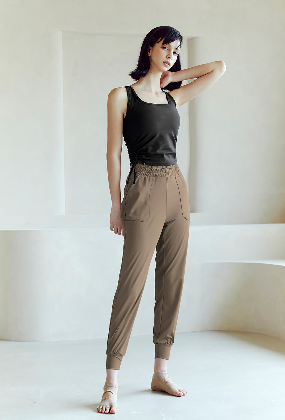 Side Shirring Sleeveless - Black