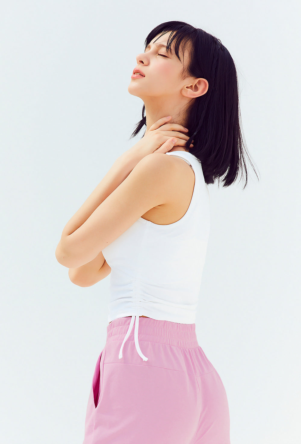 Side Shirring Sleeveless - White