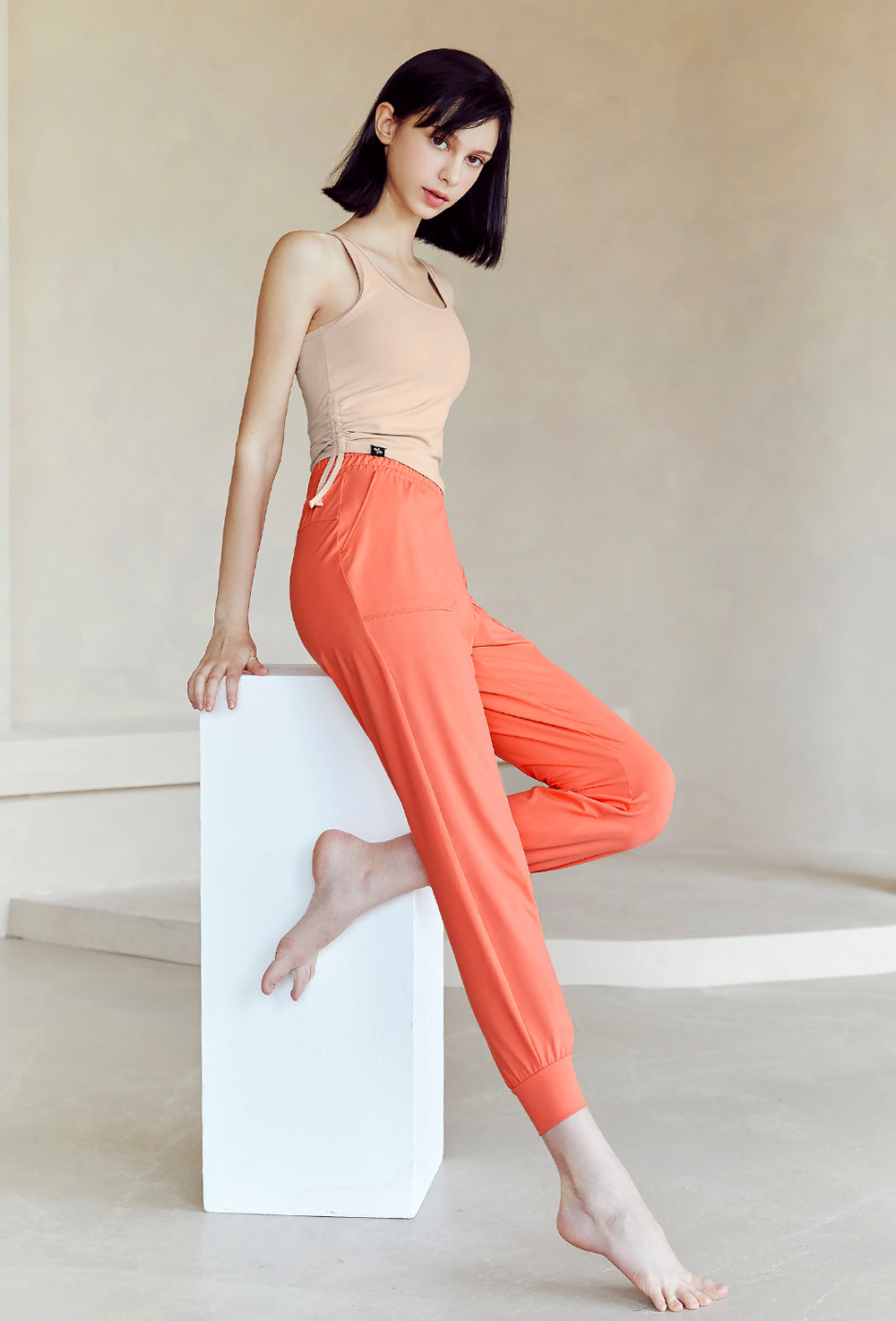 Side Shirring Sleeveless - Doeskin Beige