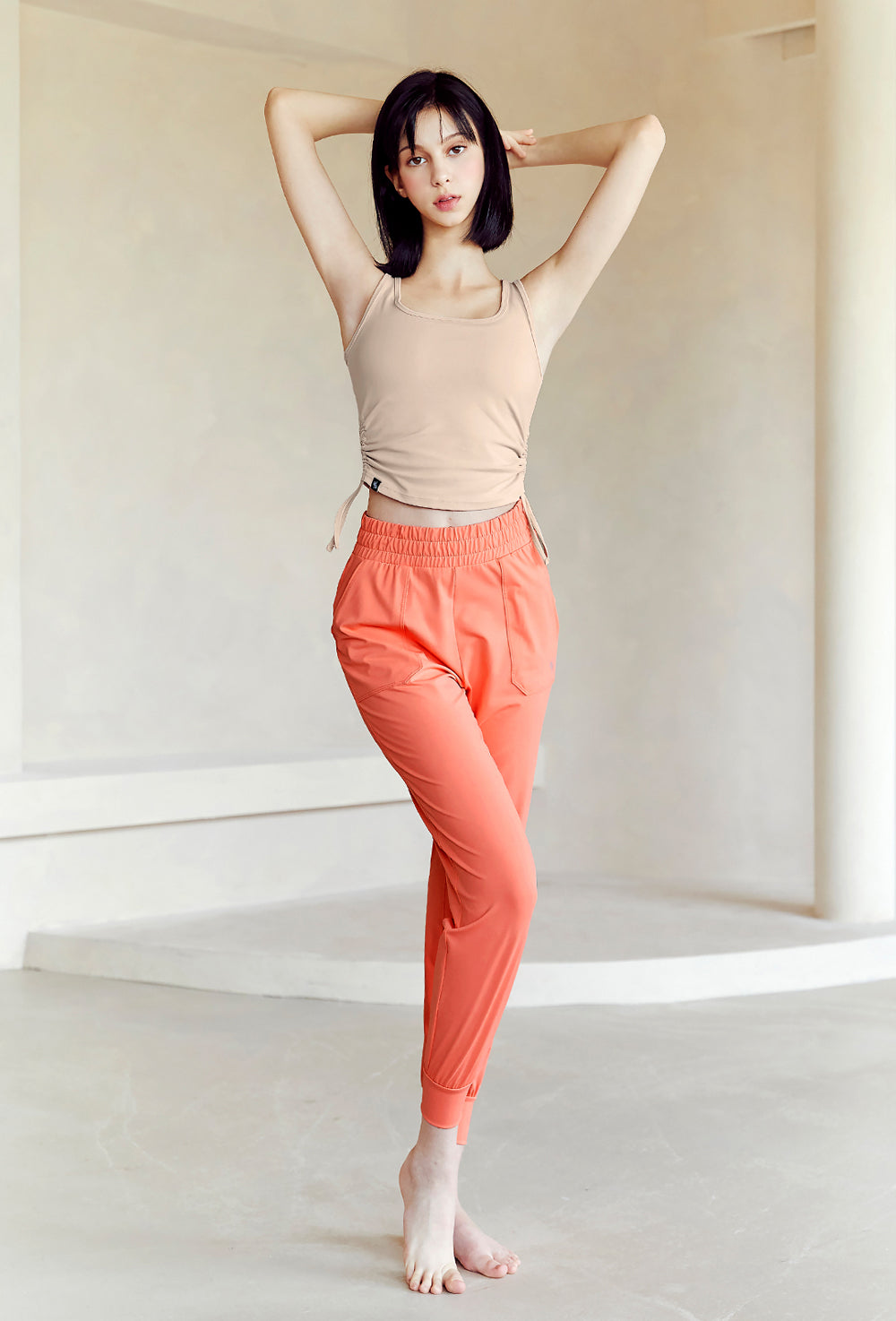 Side Shirring Sleeveless - Doeskin Beige