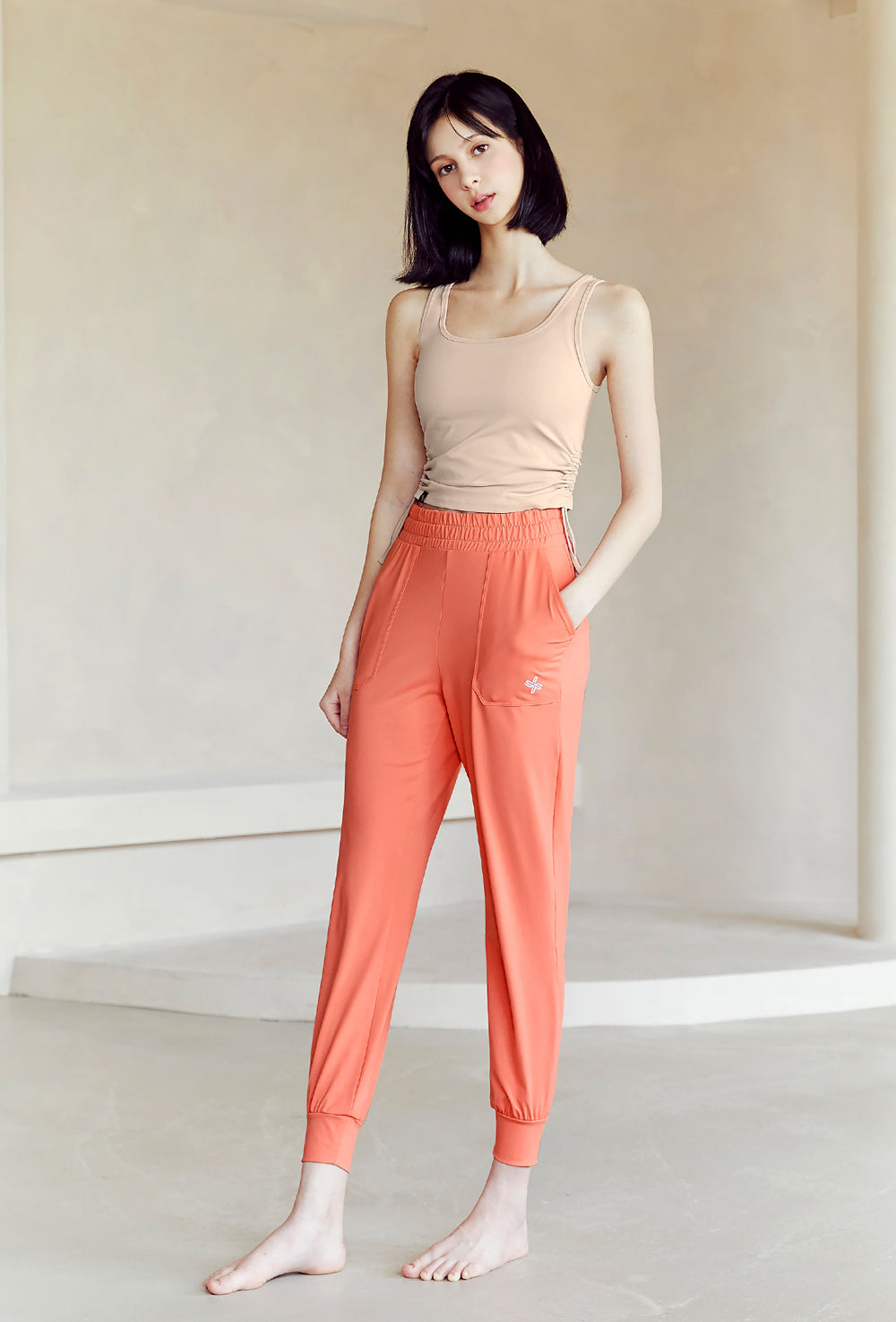 Side Shirring Sleeveless - Doeskin Beige