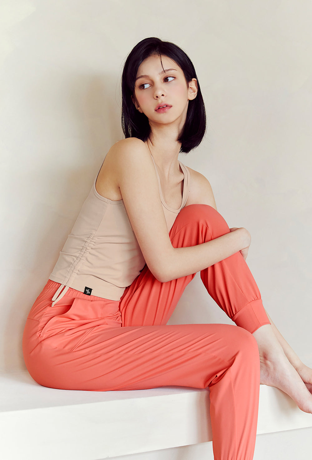 Side Shirring Sleeveless - Doeskin Beige