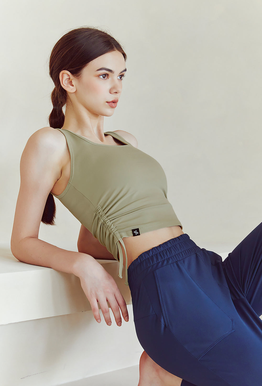 Side Shirring Sleeveless - Sage Moss