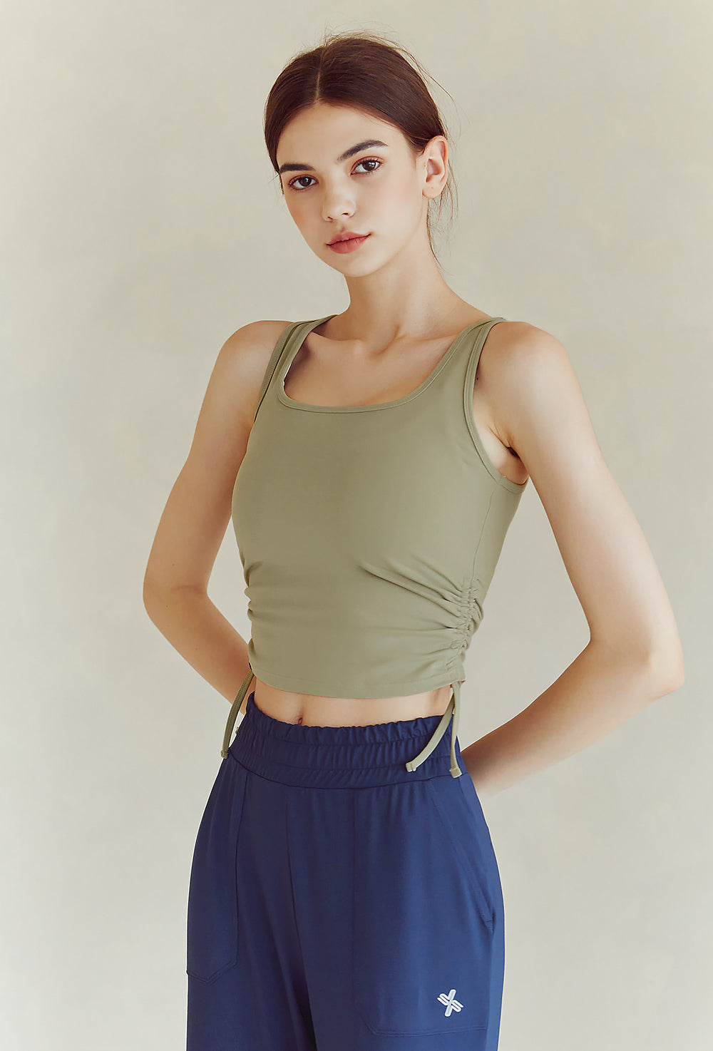 Side Shirring Sleeveless - Sage Moss