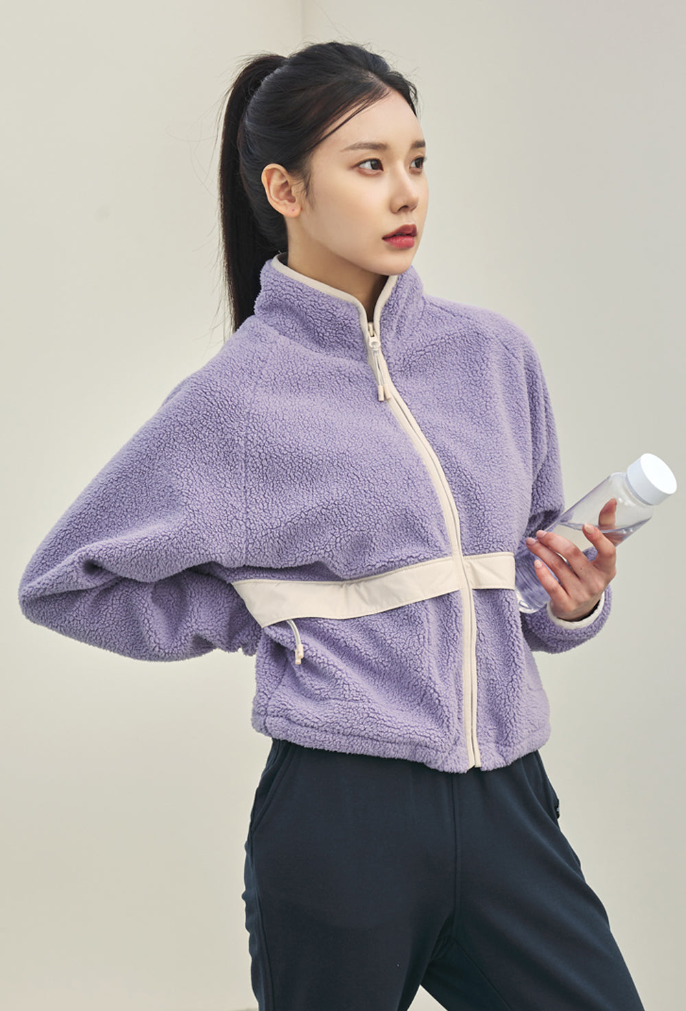 Soft Fleece Zip-Up Jacket - Steel Lavender