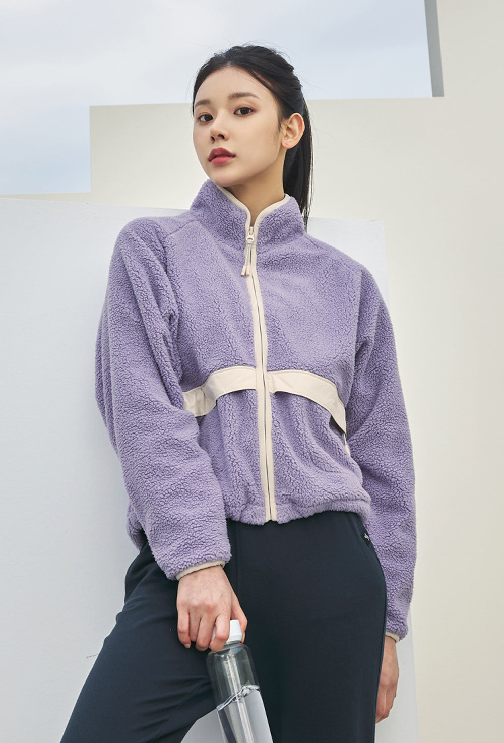 Soft Fleece Zip-Up Jacket - Steel Lavender