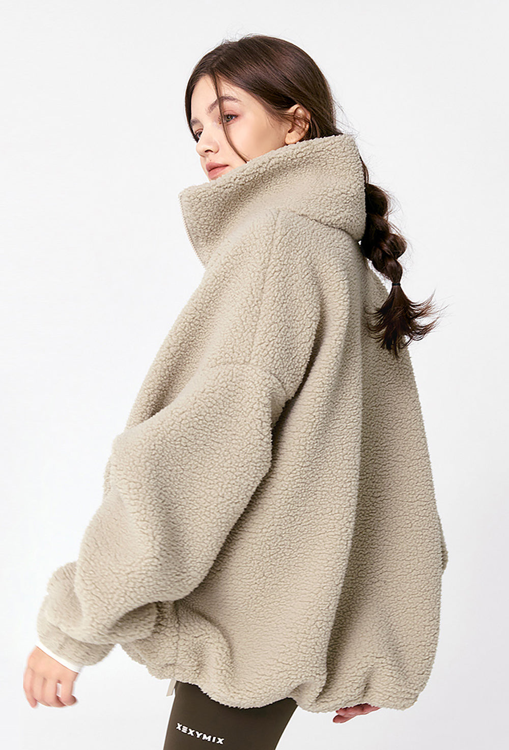 Sherpa High Neck Jumper - Smoke Beige