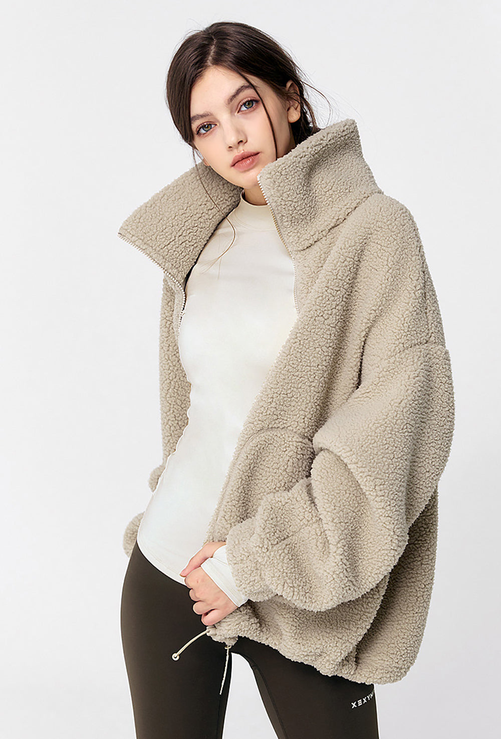 Sherpa High Neck Jumper - Smoke Beige