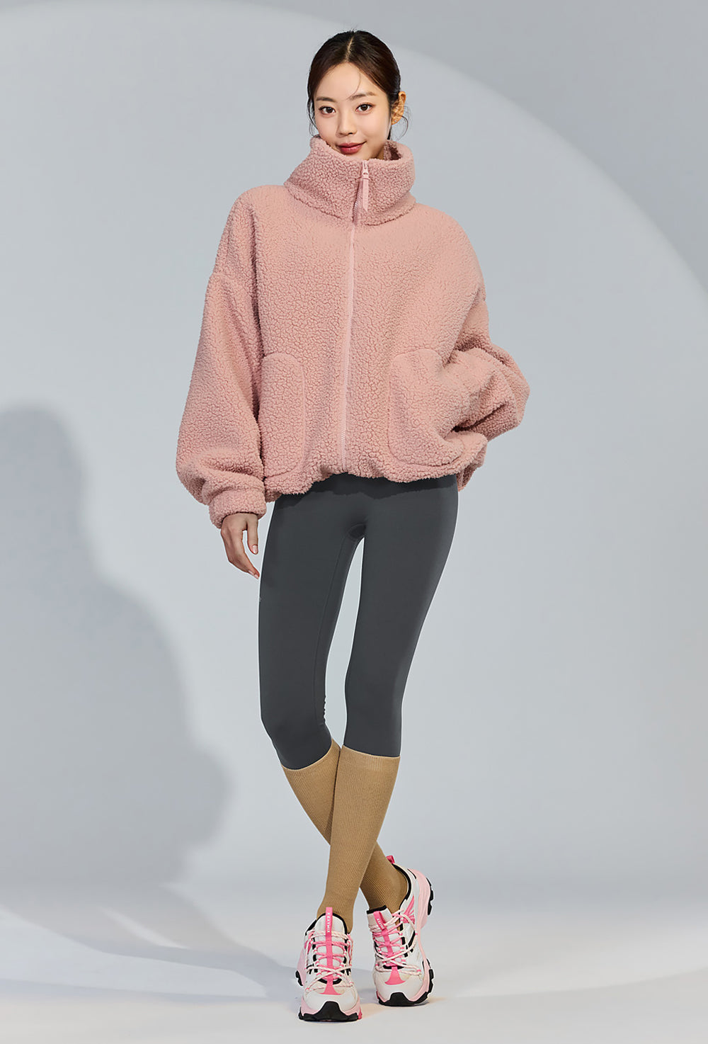 Sherpa High Neck Jumper - Rose Cloud