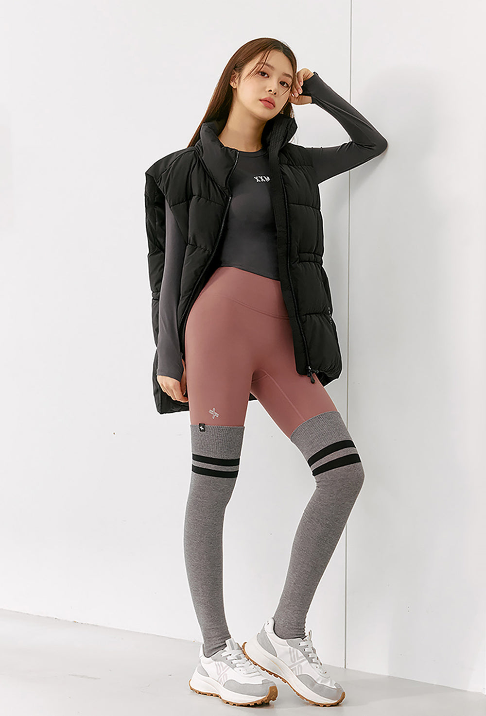 XEXYMIX Double Line Over Knee Socks