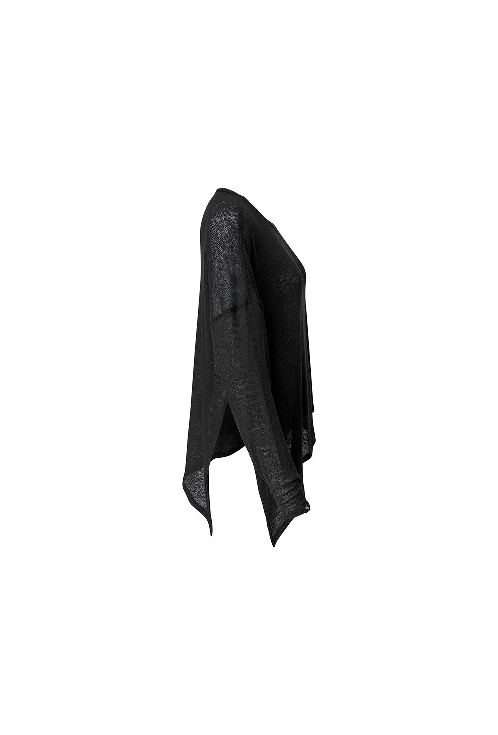 Side Slit Cover Up Long Sleeve - Black