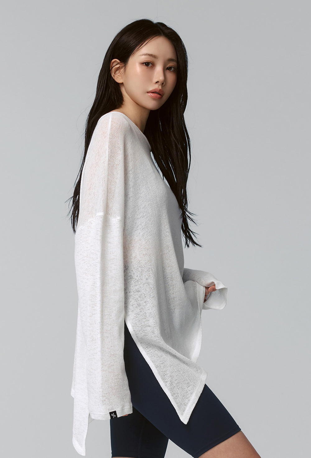 Side Slit Cover Up Long Sleeve - Ivory