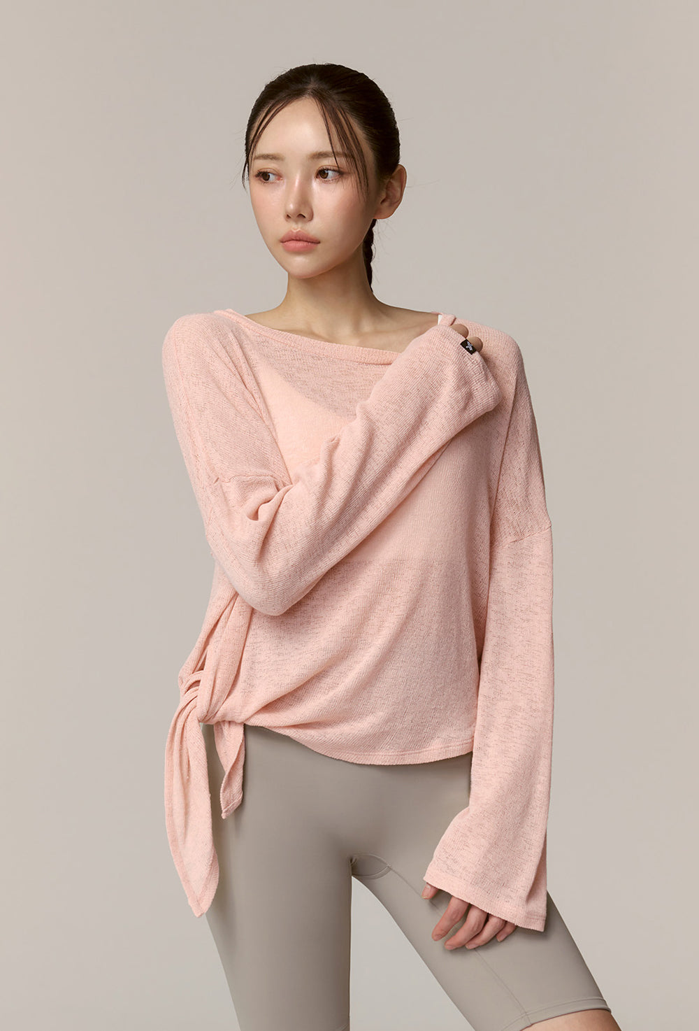 Side Slit Cover Up Long Sleeve - Pink Muffin