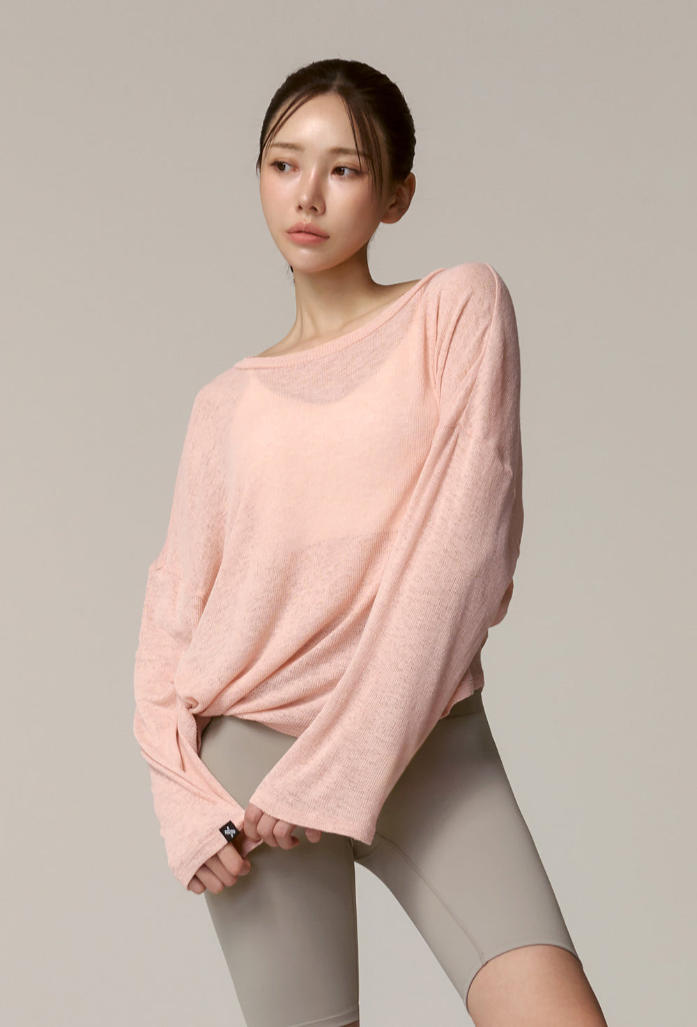 Side Slit Cover Up Long Sleeve - Pink Muffin