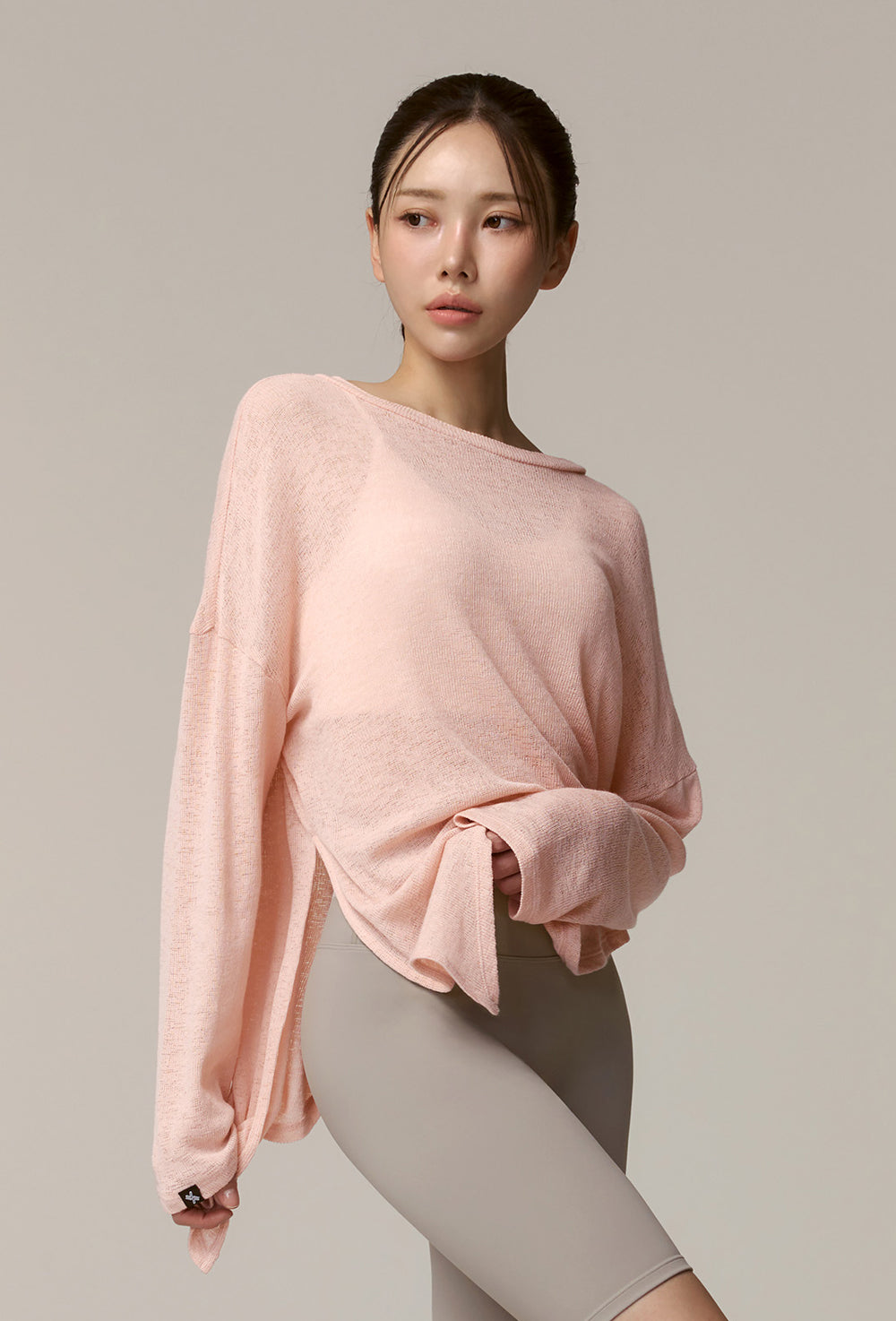 Side Slit Cover Up Long Sleeve - Pink Muffin