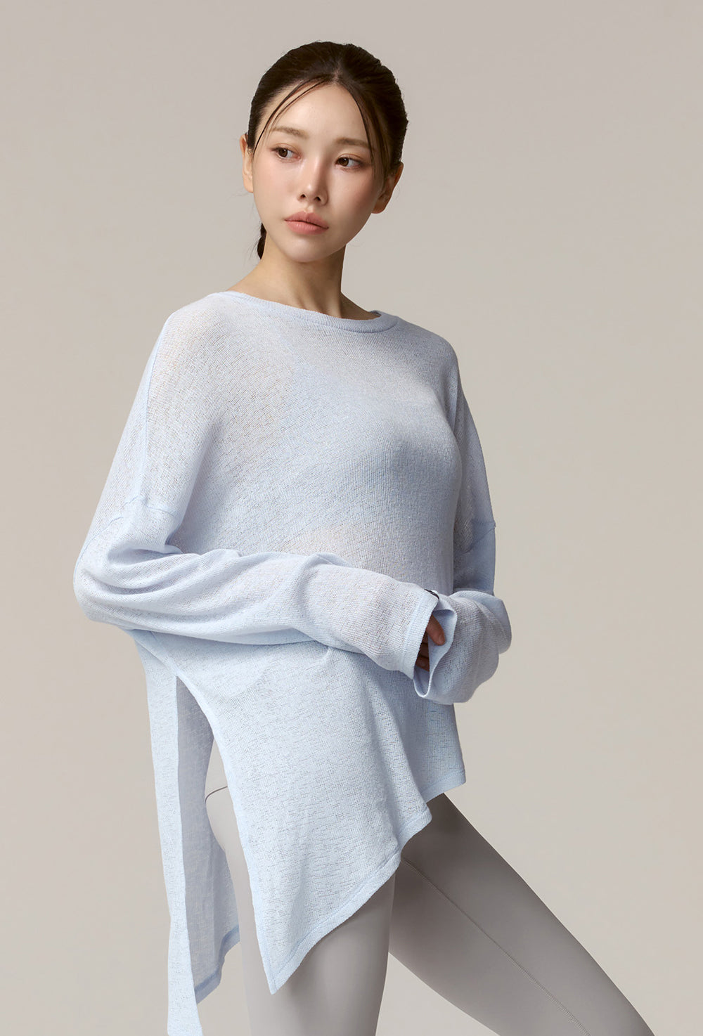 Side Slit Cover Up Long Sleeve - Clear Sky