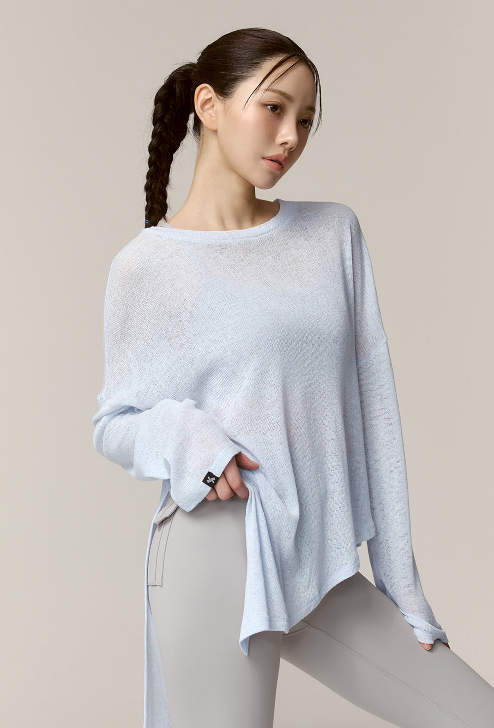 Side Slit Cover Up Long Sleeve - Clear Sky