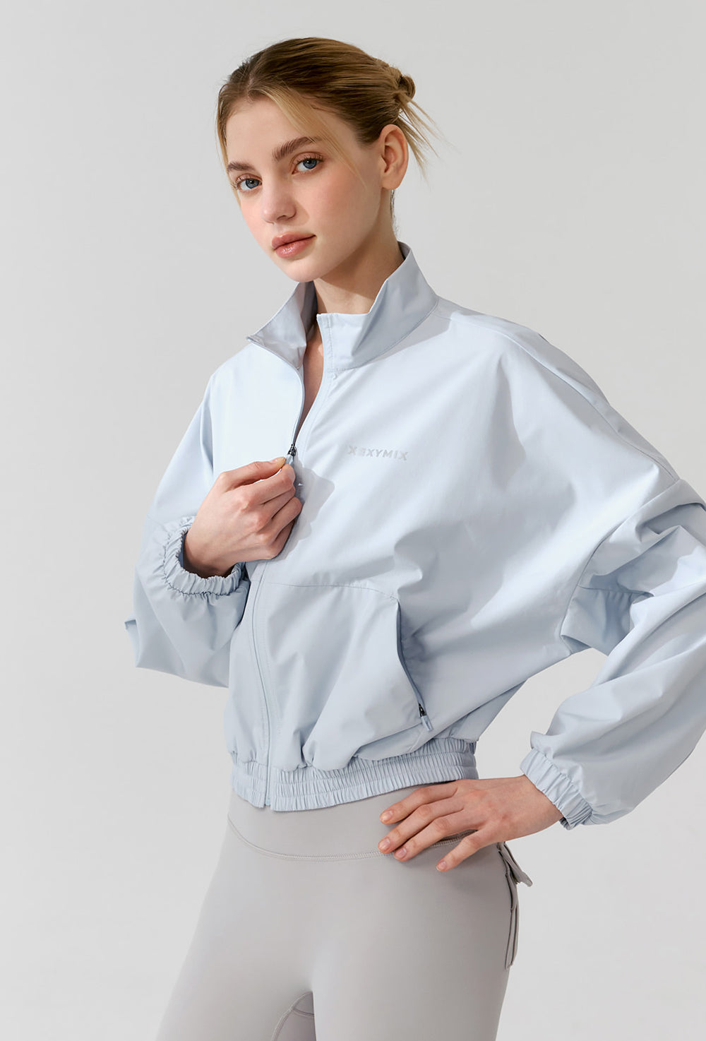 Light Highneck Crop Jumper - Icing Blue