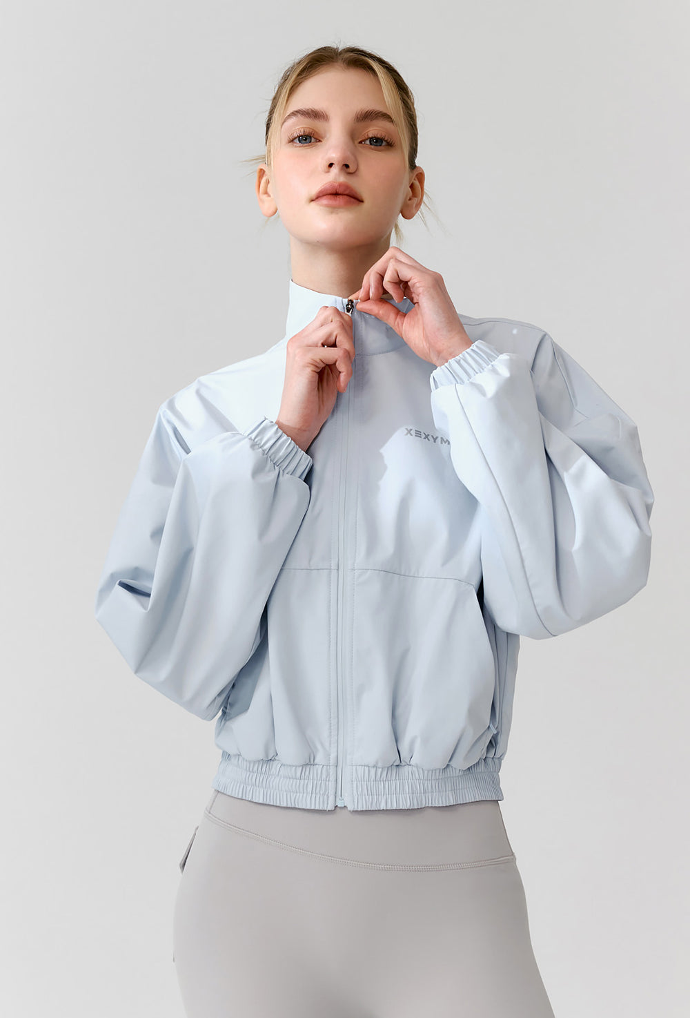 Light Highneck Crop Jumper - Icing Blue