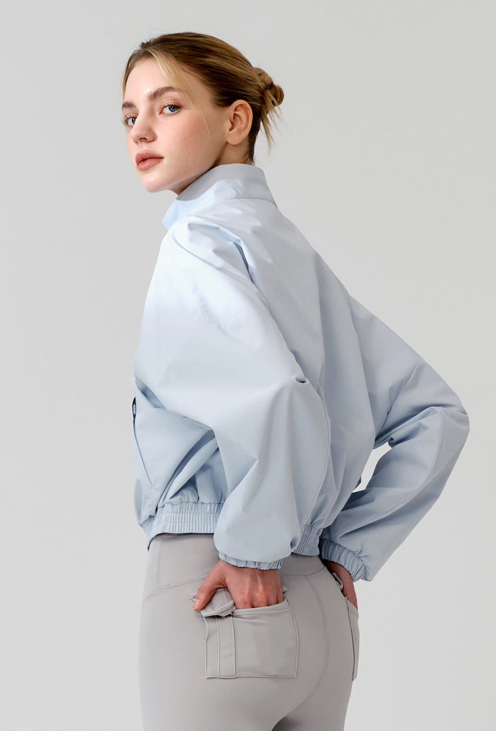 Light Highneck Crop Jumper - Icing Blue