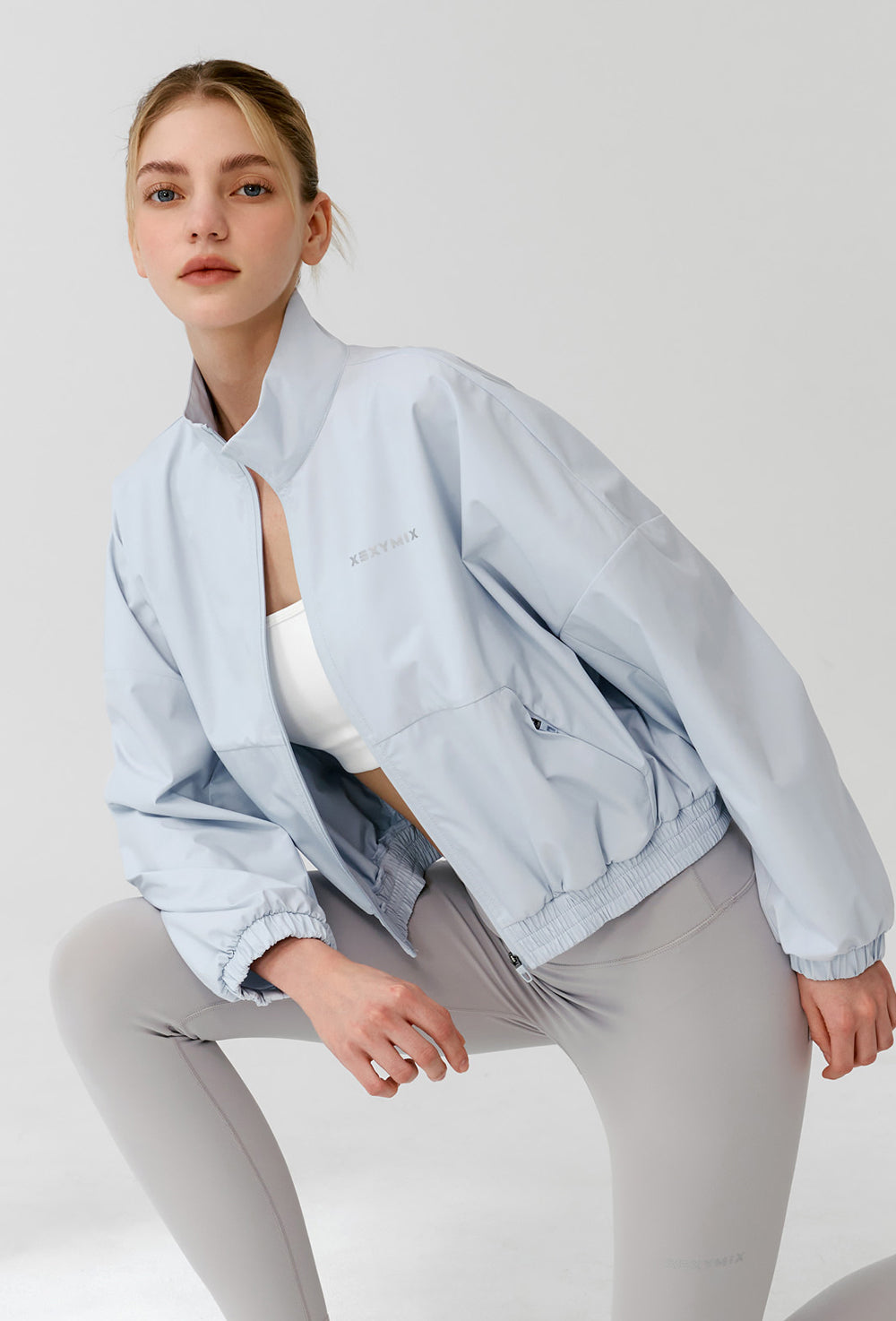 Light Highneck Crop Jumper - Icing Blue