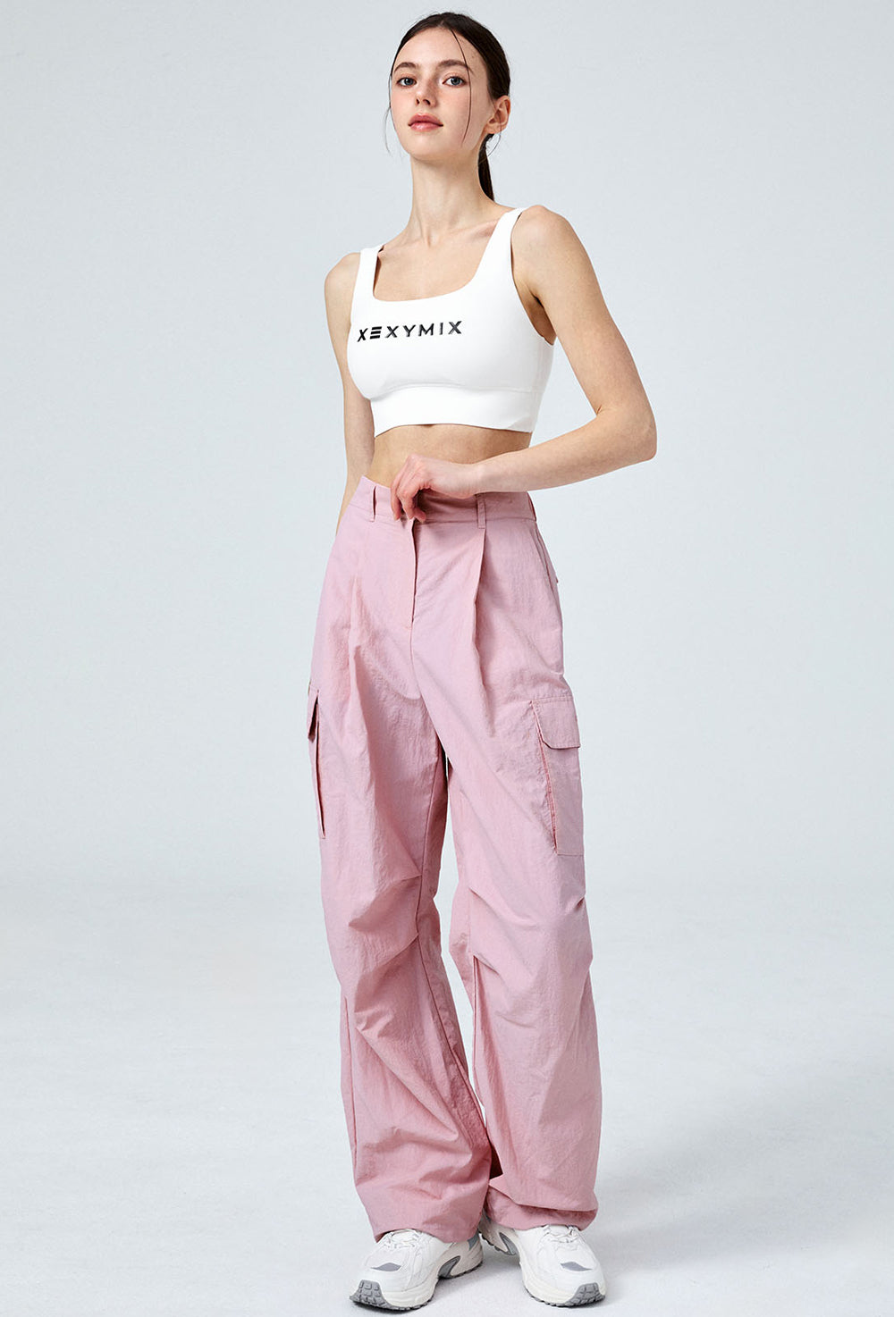 Comfort Utility Wide Pants - Pink Bloom