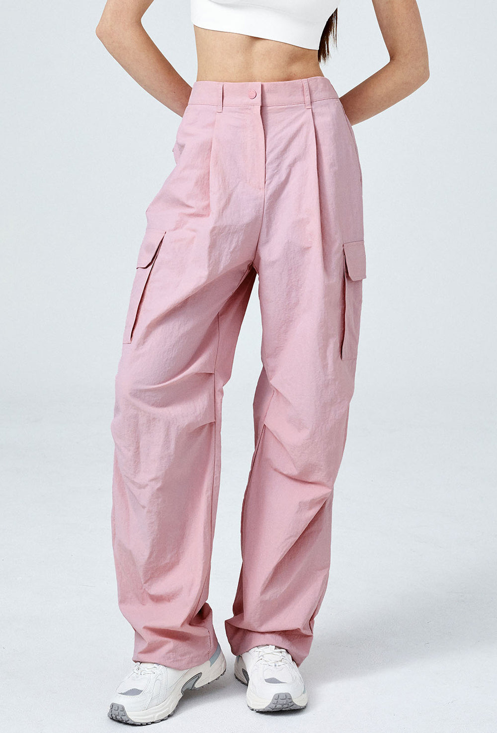 Comfort Utility Wide Pants - Pink Bloom