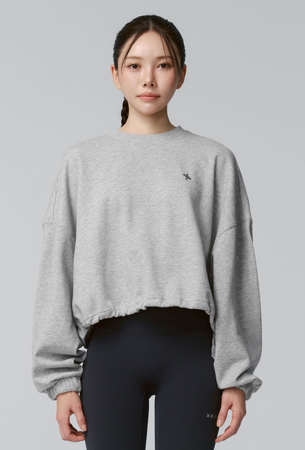 Fine Cotton Loose Fit Cropped Sweatshirt - Melange Gray