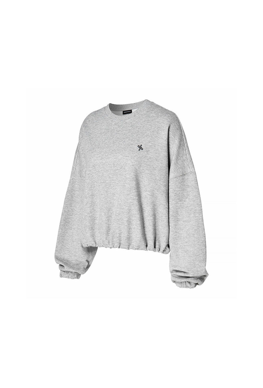 Fine Cotton Loose Fit Cropped Sweatshirt - Melange Gray