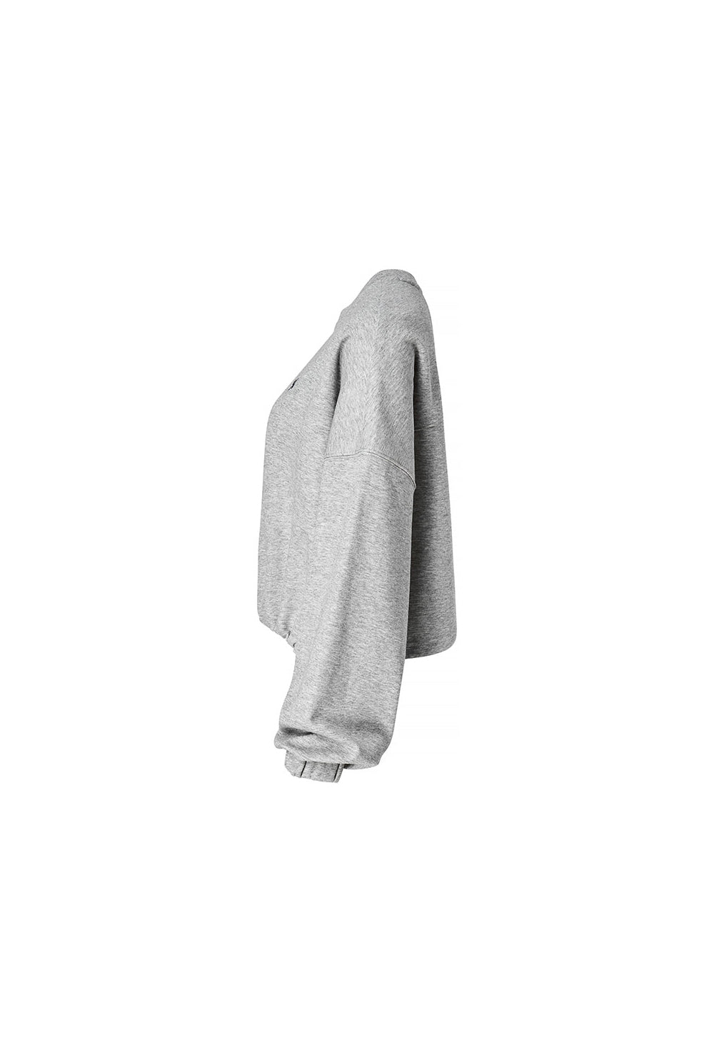 Fine Cotton Loose Fit Cropped Sweatshirt - Melange Gray