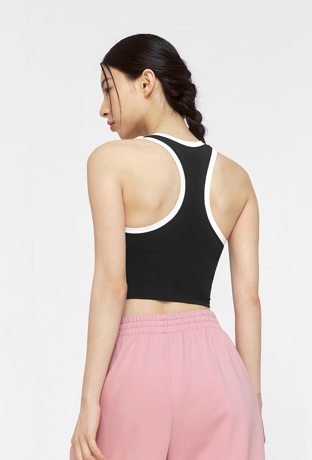 Sporty Logo Color Combination Bra Top - Black