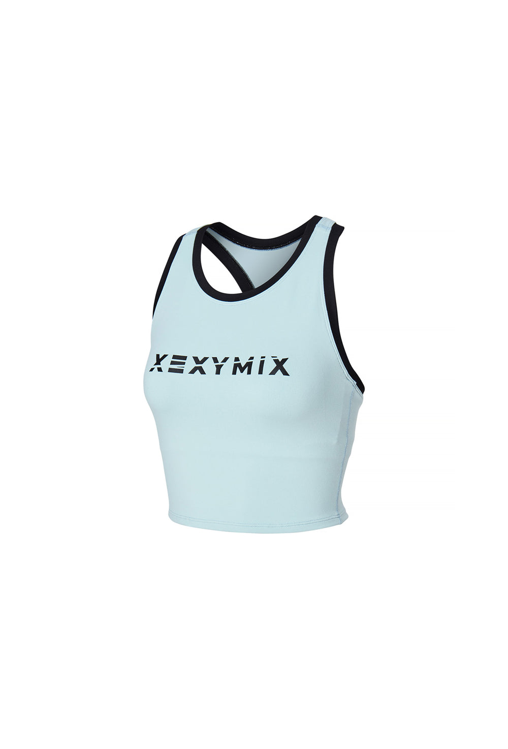 Sporty Logo Color Combination Bra Top - Powder Blue