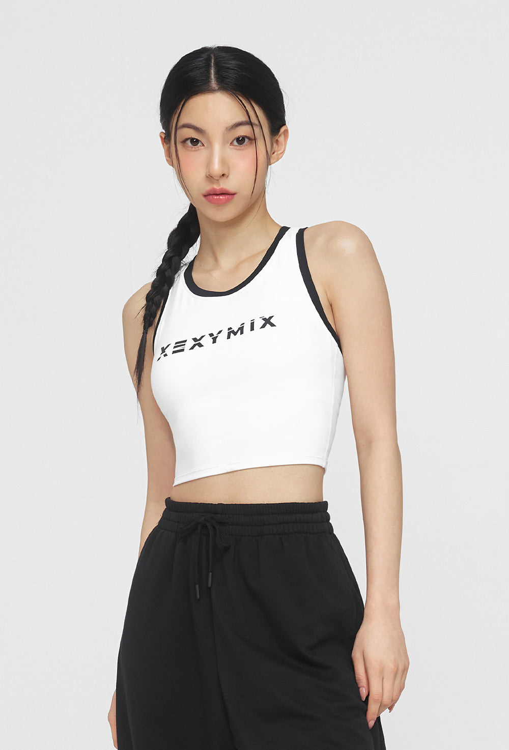 Sporty Logo Color Combination Bra Top - Ivory