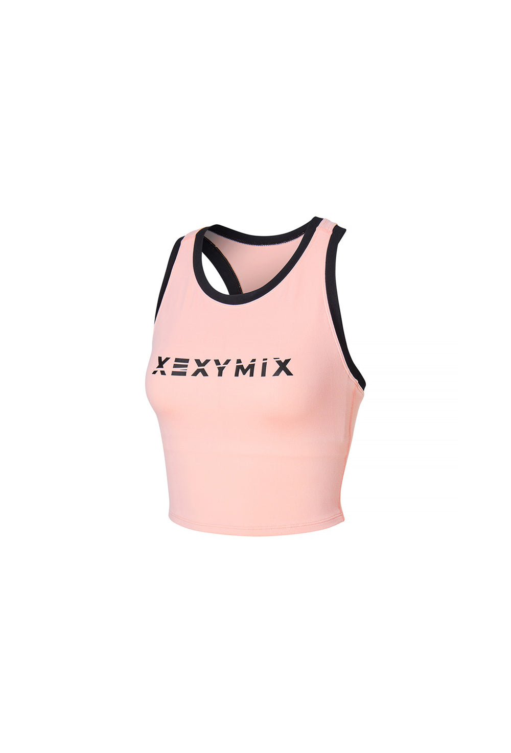 Sporty Logo Color Combination Bra Top - Peach Blush