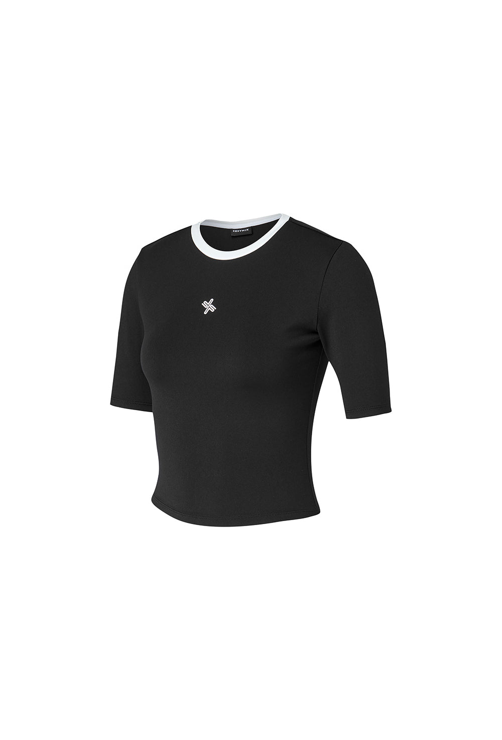 Sporty Logo Color Combination Crop Top - Black