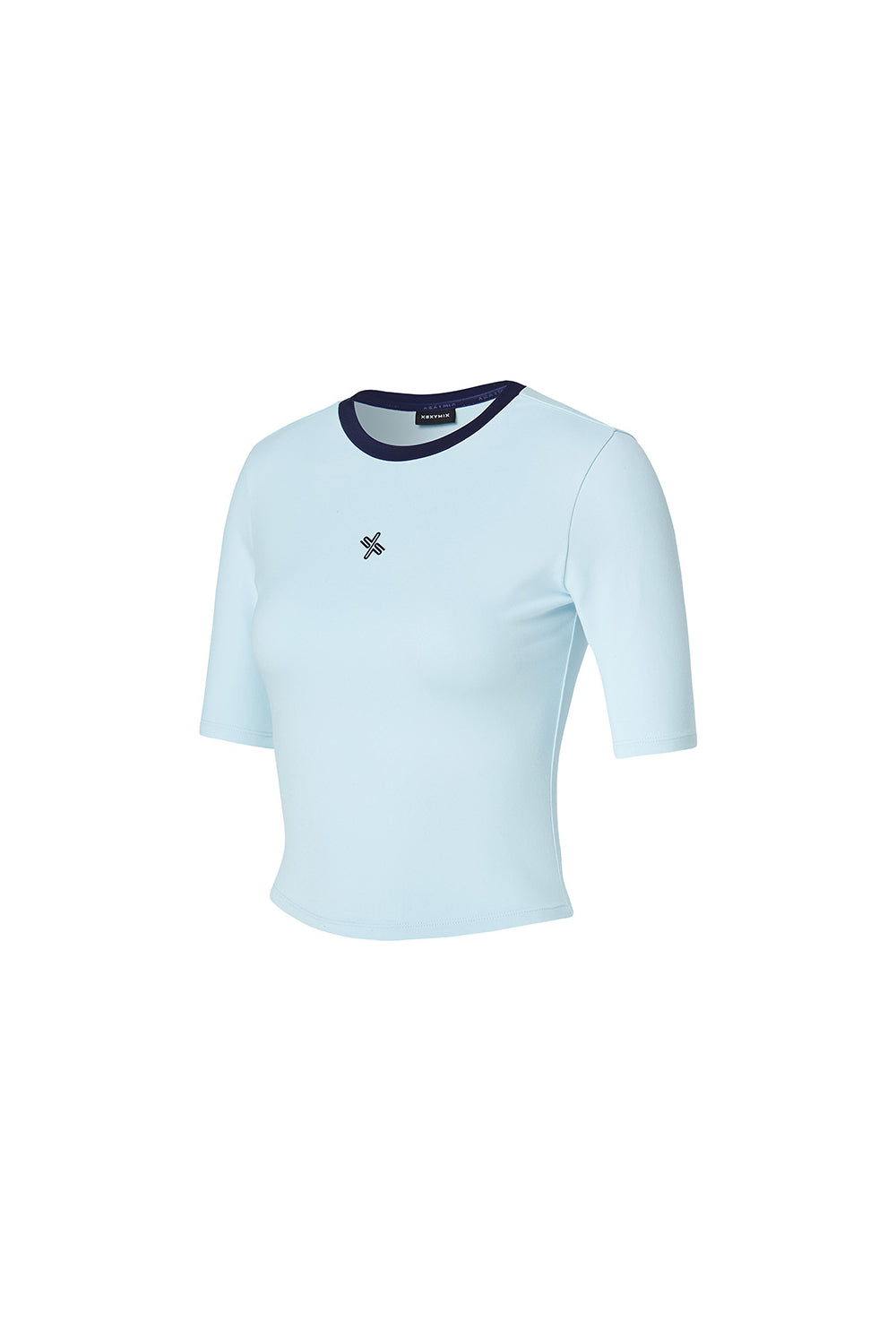 Sporty Logo Color Combination Crop Top - River Blue