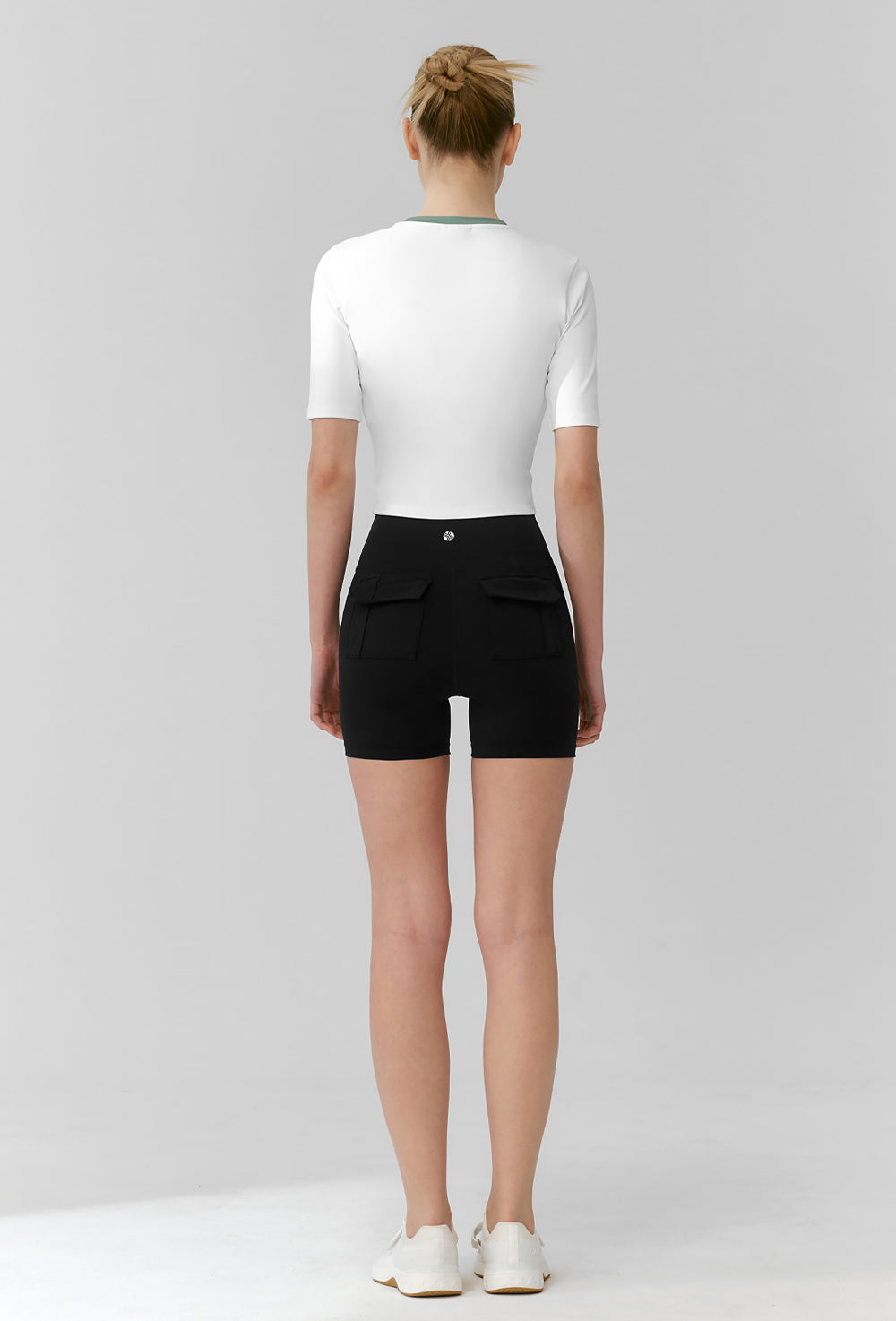 Sporty Logo Color Combination Crop Top - Ivory