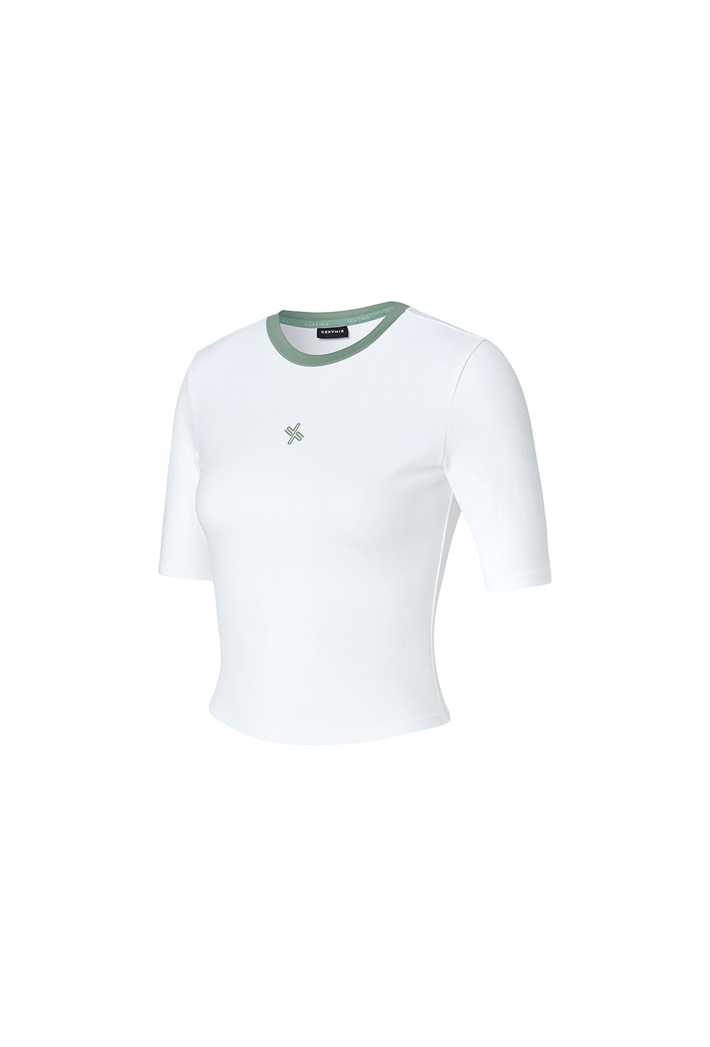 Sporty Logo Color Combination Crop Top - Ivory