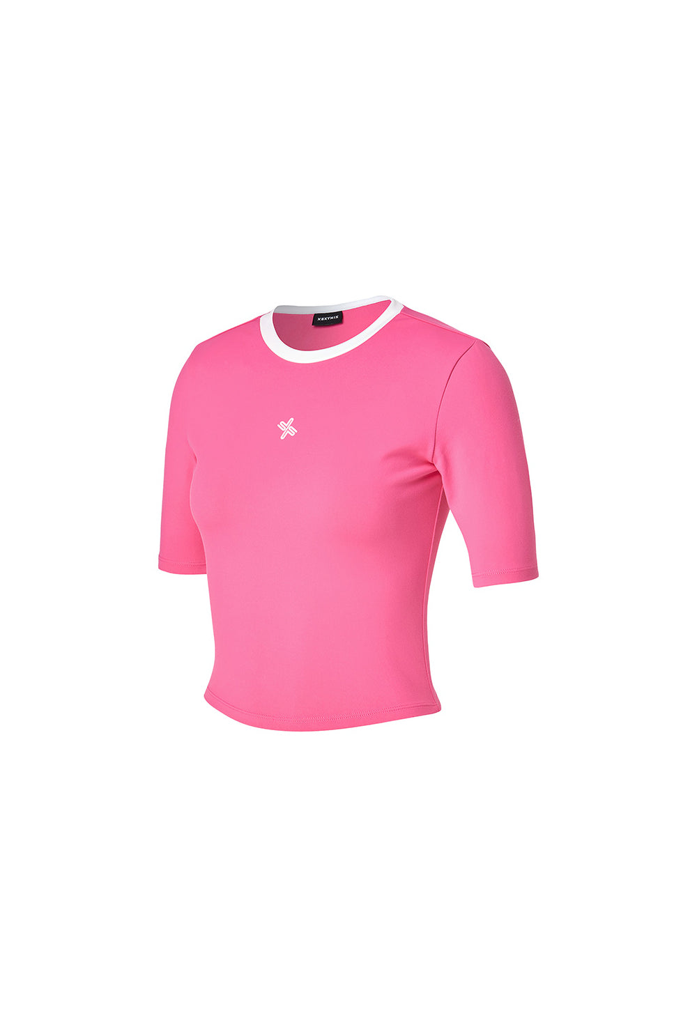 Sporty Logo Color Combination Crop Top - Plum Pink