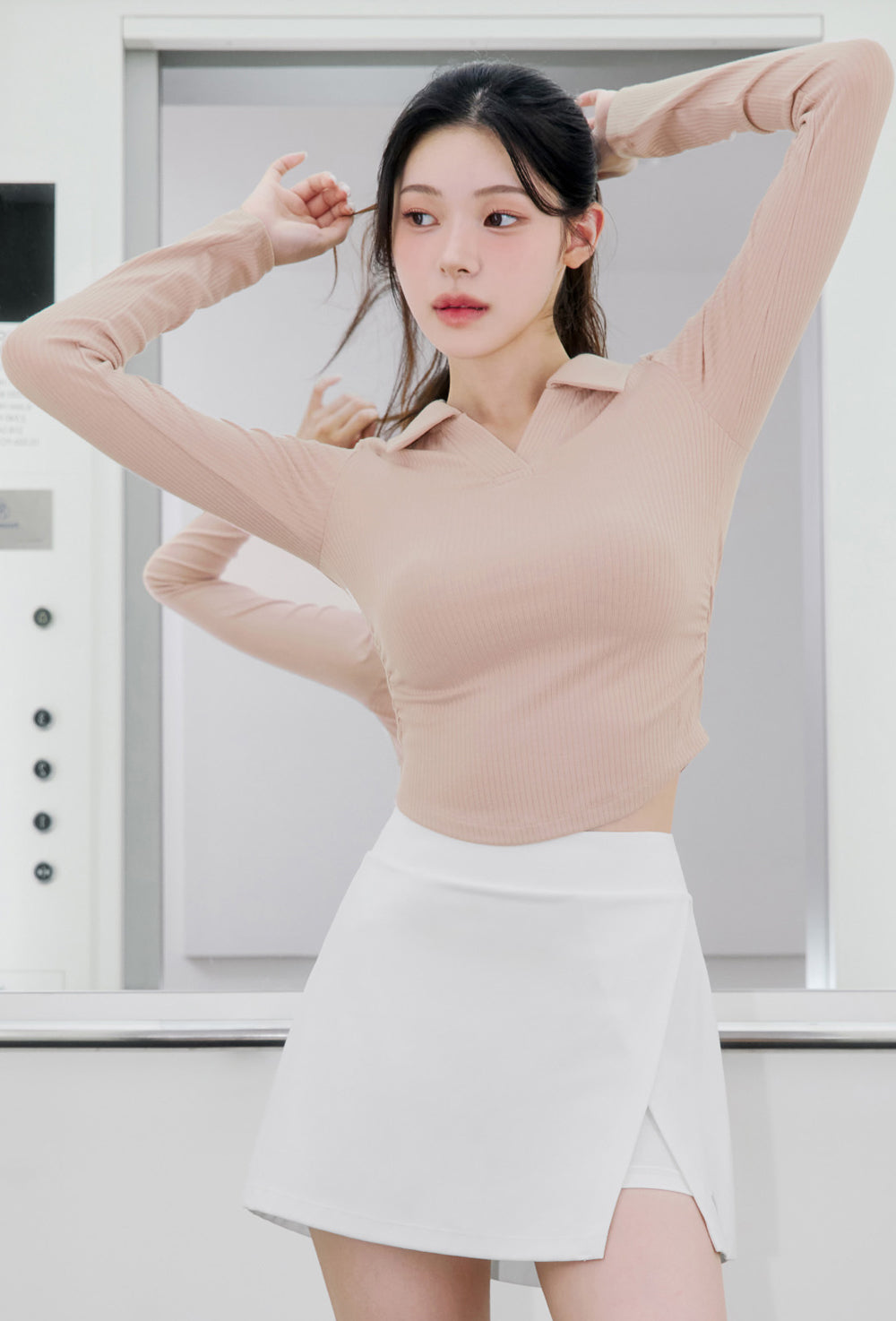Soft Lip Open Collar Long Sleeve - Baked Pink