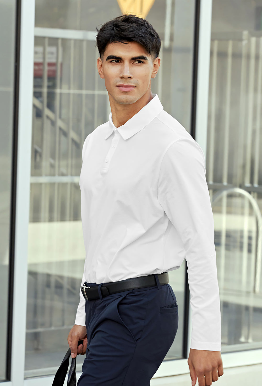 Ecodex Men's Polo Long Sleeve - White