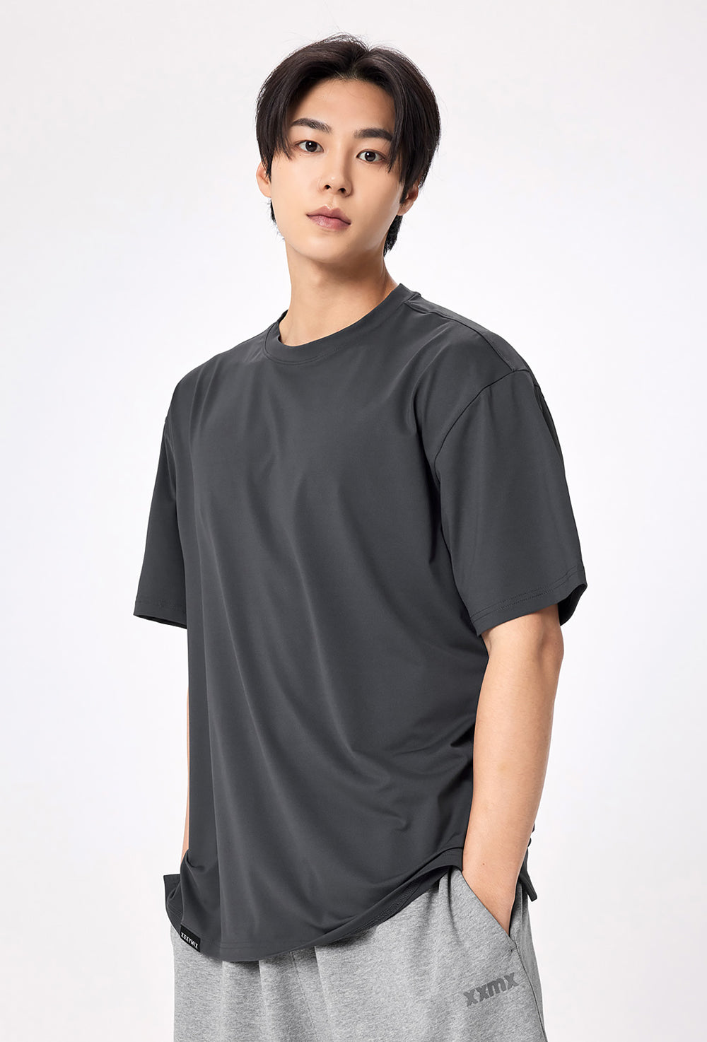 Men Ice Feather Overfit Short Sleeve - Middle Gray