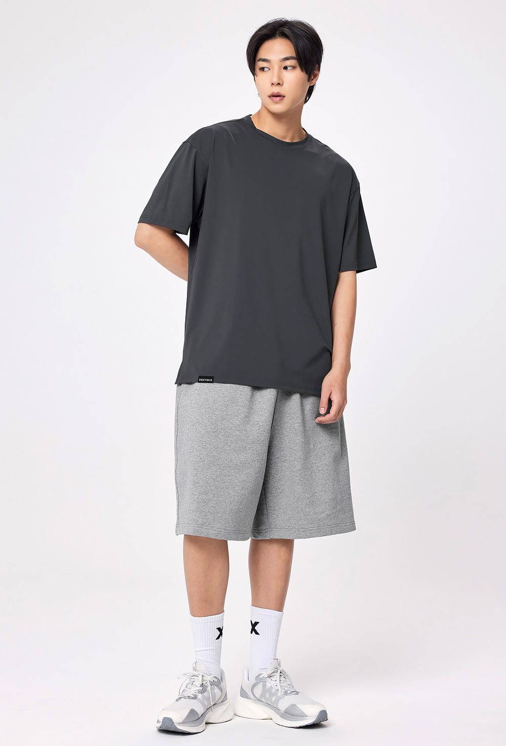 Men Ice Feather Overfit Short Sleeve - Middle Gray