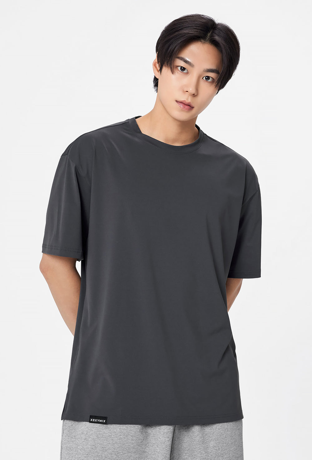 Men Ice Feather Overfit Short Sleeve - Middle Gray