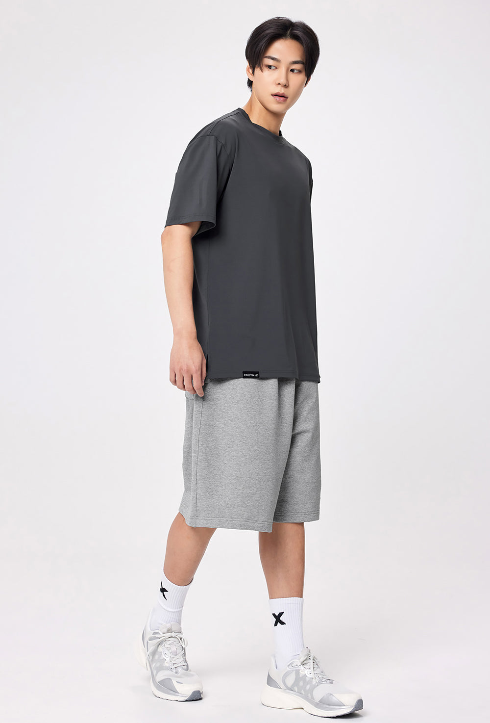 Men Ice Feather Overfit Short Sleeve - Middle Gray