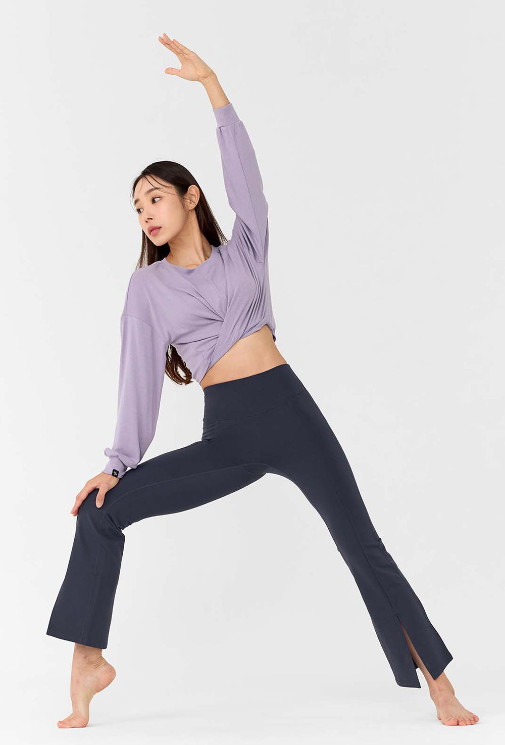 XELLA Intention Napping Boots Cut Slit Pants - Evening Blue